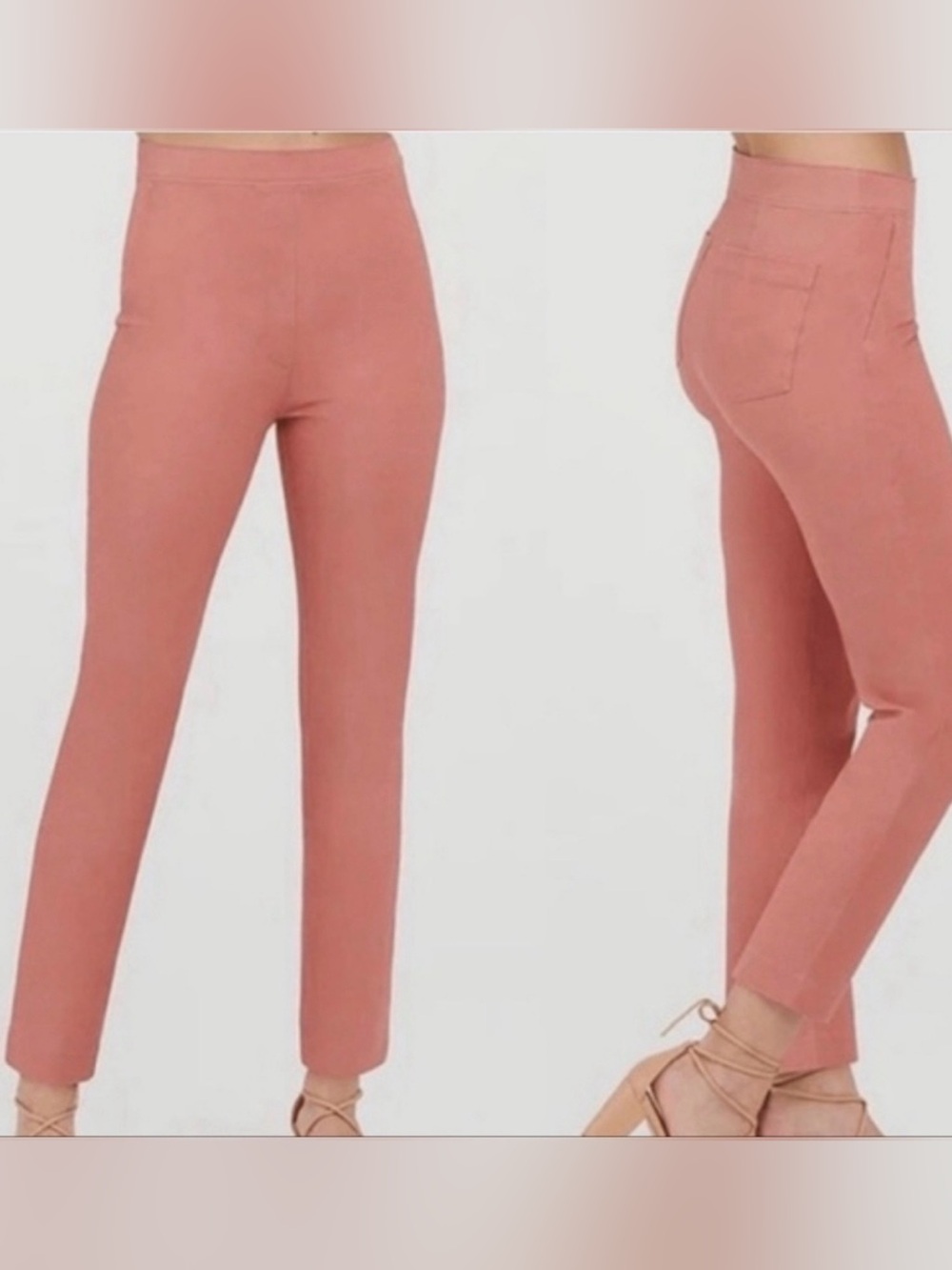 SPANX Polished Ankle Slim Terracotta Cotton Blend Stretch Pants Women's Size M